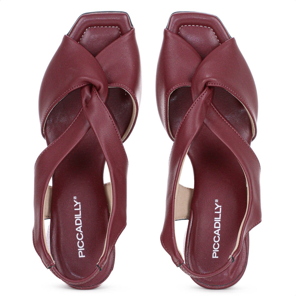 Sandalia Piccadilly Salto Medio Flavia Vinho - Feminino Vermelho 5
