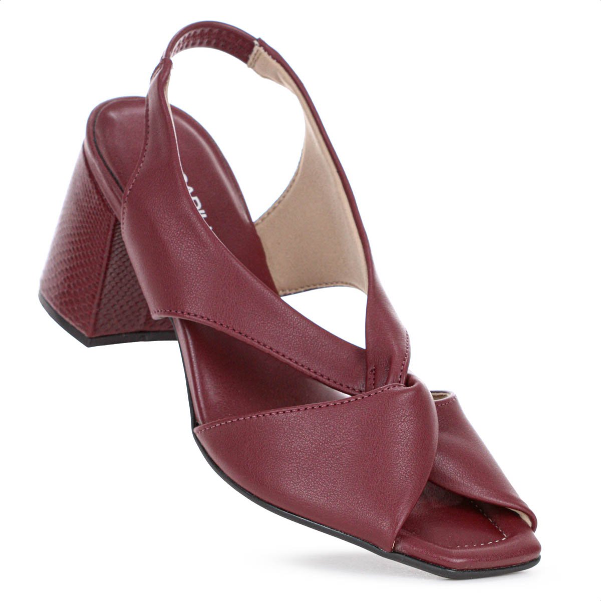 Sandalia Piccadilly Salto Medio Flavia Vinho - Feminino Vermelho 6