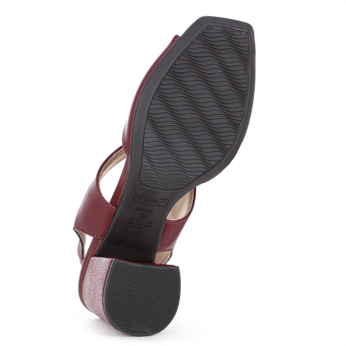 Sandalia Piccadilly Salto Medio Flavia Vinho - Feminino Vermelho 9