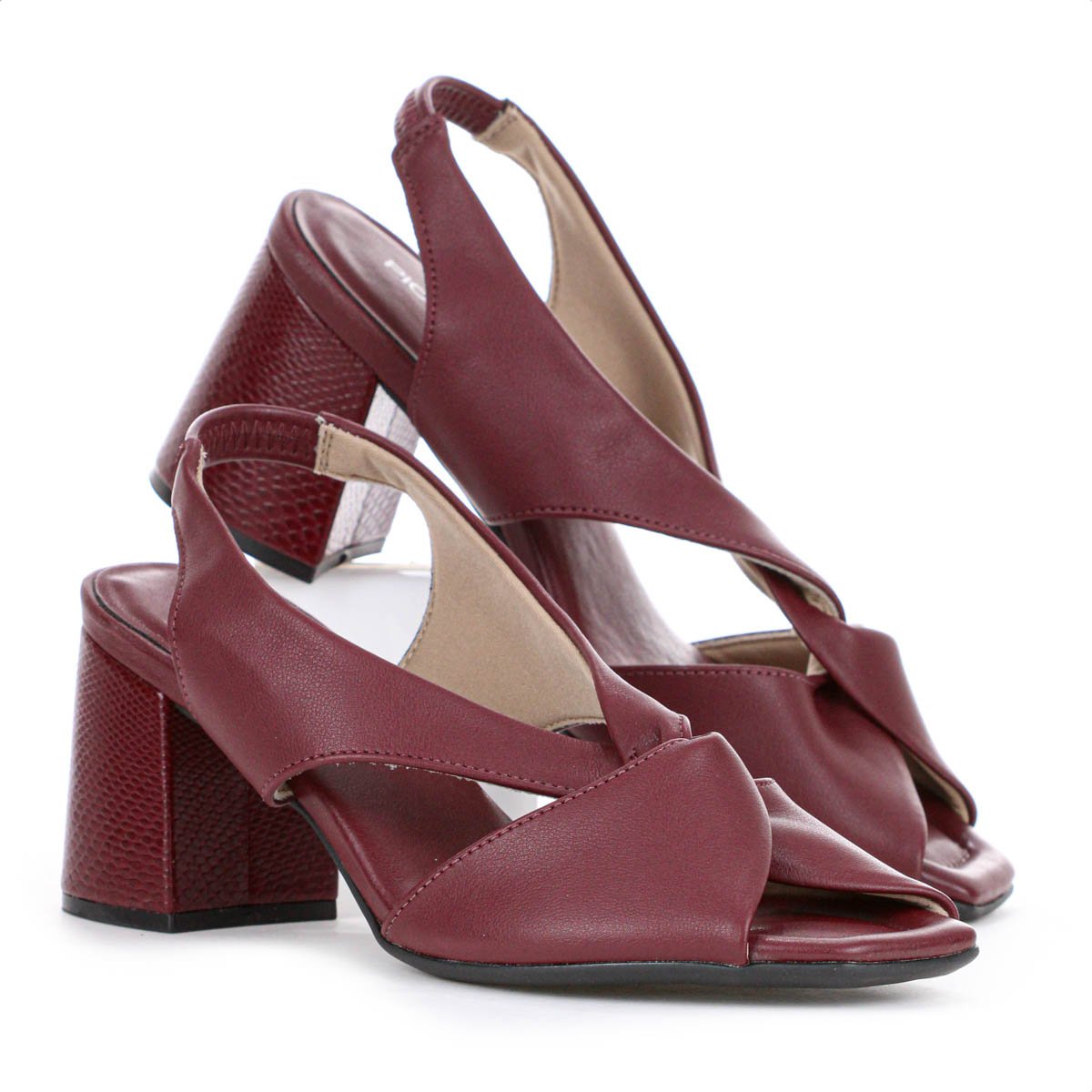 Sandalia Piccadilly Salto Medio Flavia Vinho - Feminino Vermelho 10