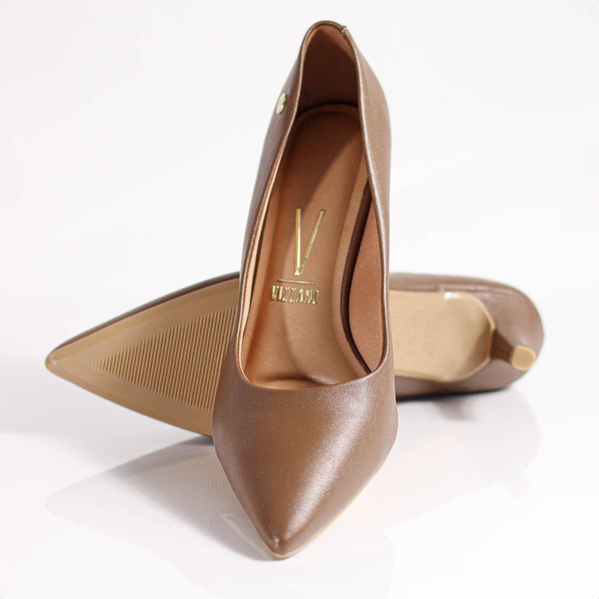 Scarpin Vizzano Pelica Salto Medio Fino Marrom - Feminino Marrom 10
