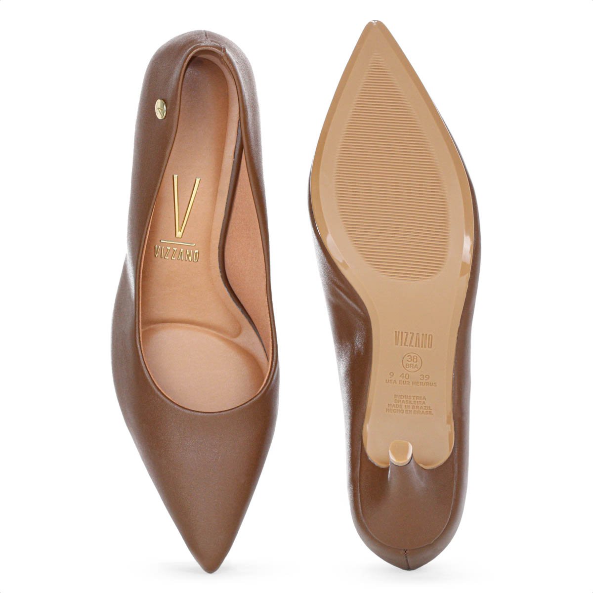 Scarpin Vizzano Pelica Salto Medio Fino Marrom - Feminino  Marrom 5