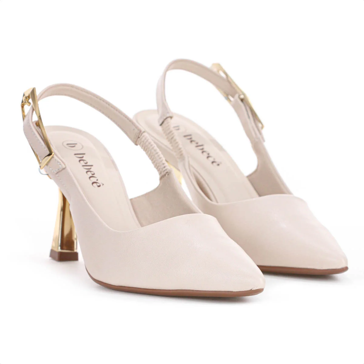 Scarpin Bebece Slingback Salto Medio Flare Creme - Feminino Off White 2