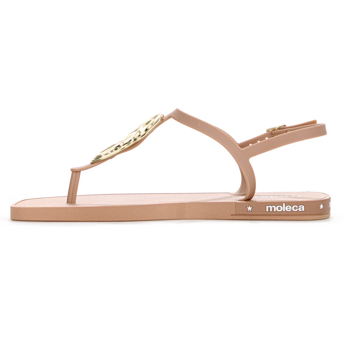 Sandalia Moleca Tira Pronta C/ Detalhe Nude e Dourado - Feminino Bege 3