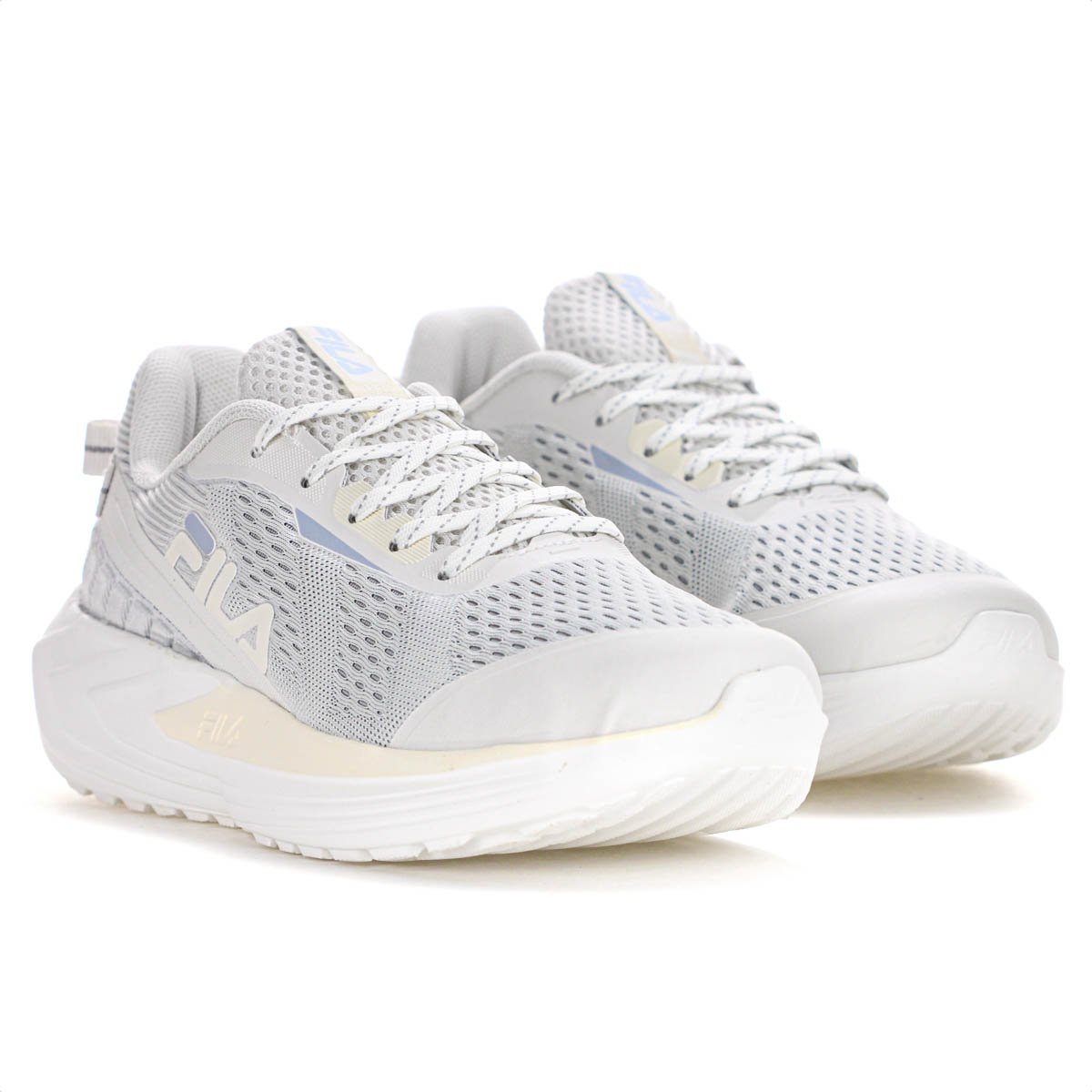 Tenis Fila Diffusion Cinza Claro Azul e Off White - Feminino Cinza 3