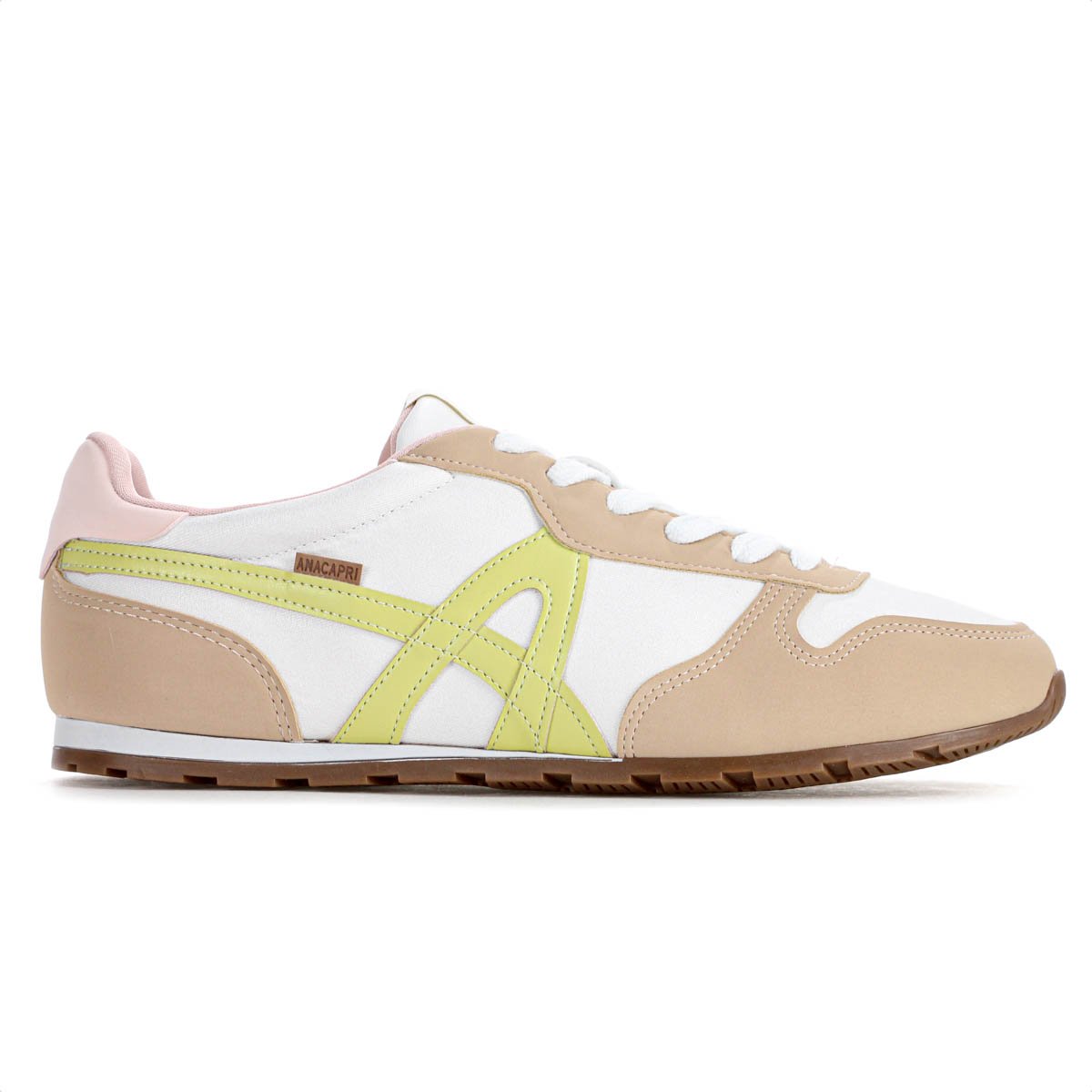 Tenis Anacapri Lola Branco Bege e Rosa - Feminino