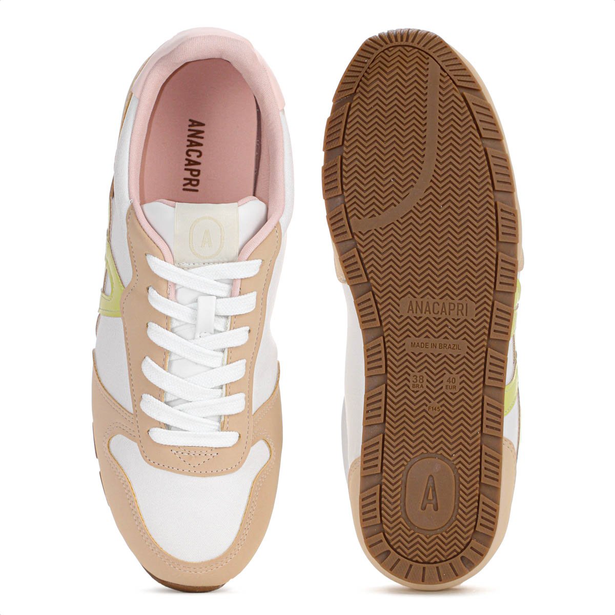 Tenis Anacapri Lola Branco Bege e Rosa - Feminino Branco/Bege/Verde 4