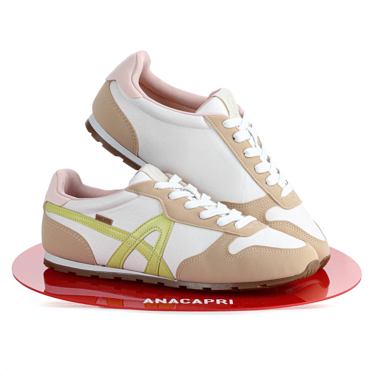Tenis Anacapri Lola Branco Bege e Rosa - Feminino Branco/Bege/Verde 8