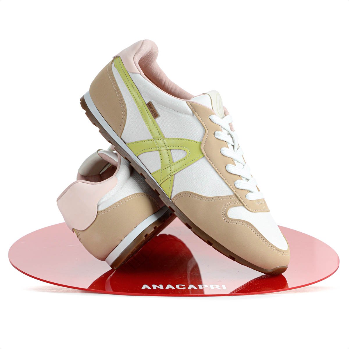 Tenis Anacapri Lola Branco Bege e Rosa - Feminino Branco/Bege/Verde 9