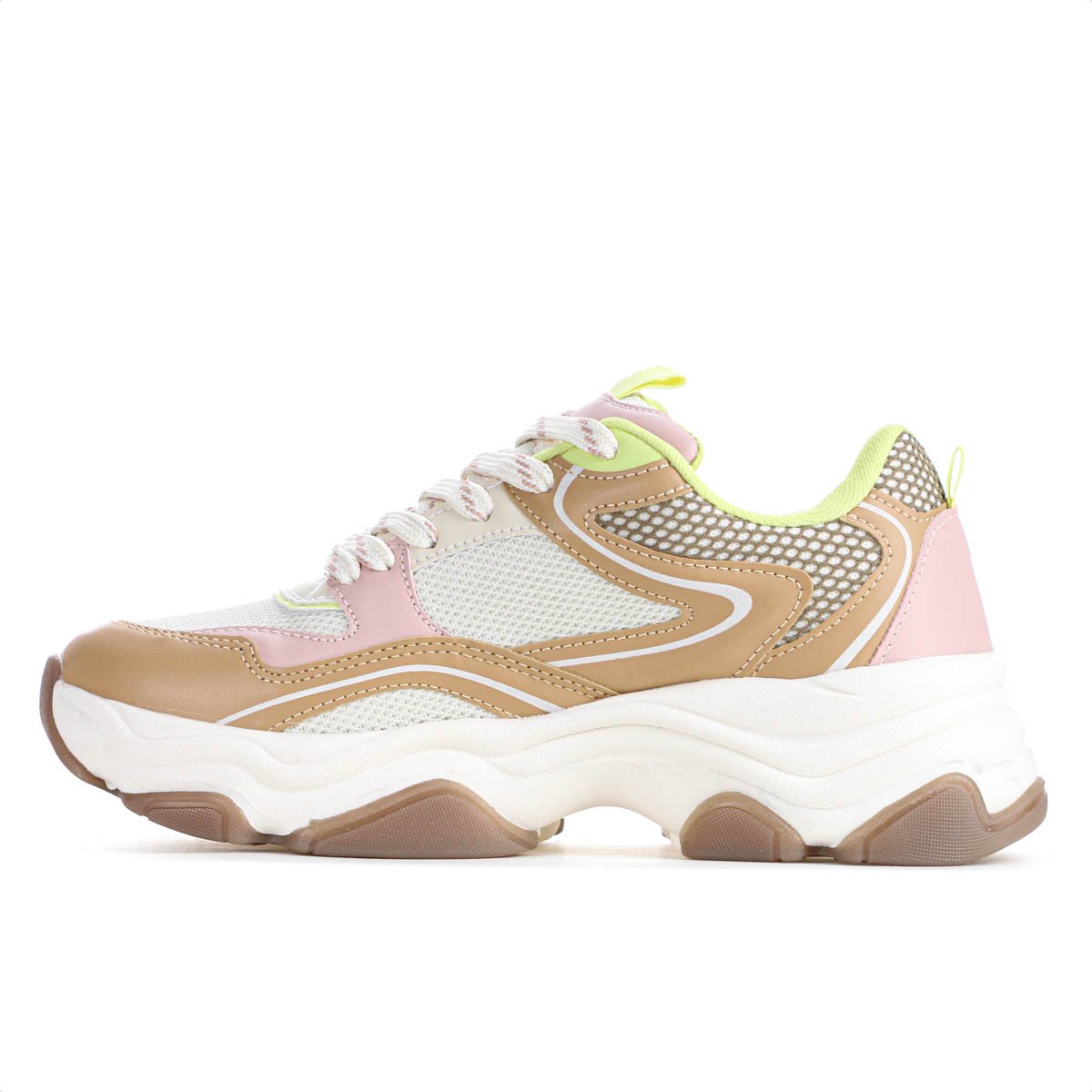 Tenis Anacapri Alexa Robusto Bege Off White e Verde - Feminino Multicores 2