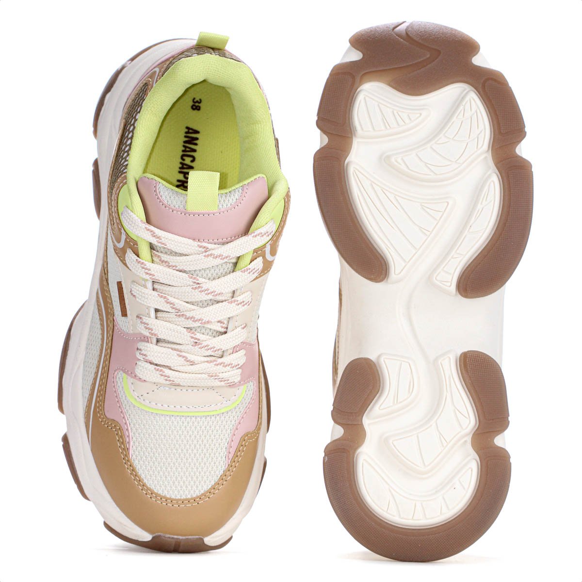 Tenis Anacapri Alexa Robusto Bege Off White e Verde - Feminino Multicores 4