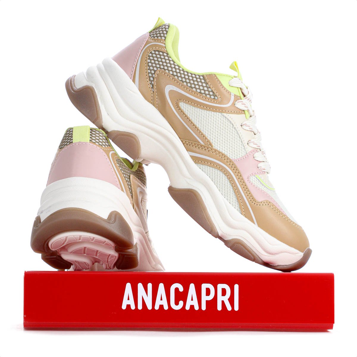 Tenis Anacapri Alexa Robusto Bege Off White e Verde - Feminino Multicores 8