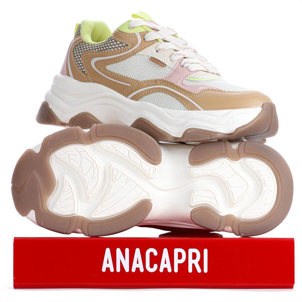 Tenis Anacapri Alexa Robusto Bege Off White e Verde - Feminino Multicores 9