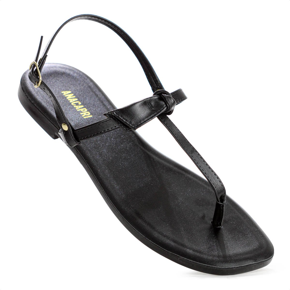 Sandalia Rasteira Anacapri Slim No Preto - Feminino  Preto 7
