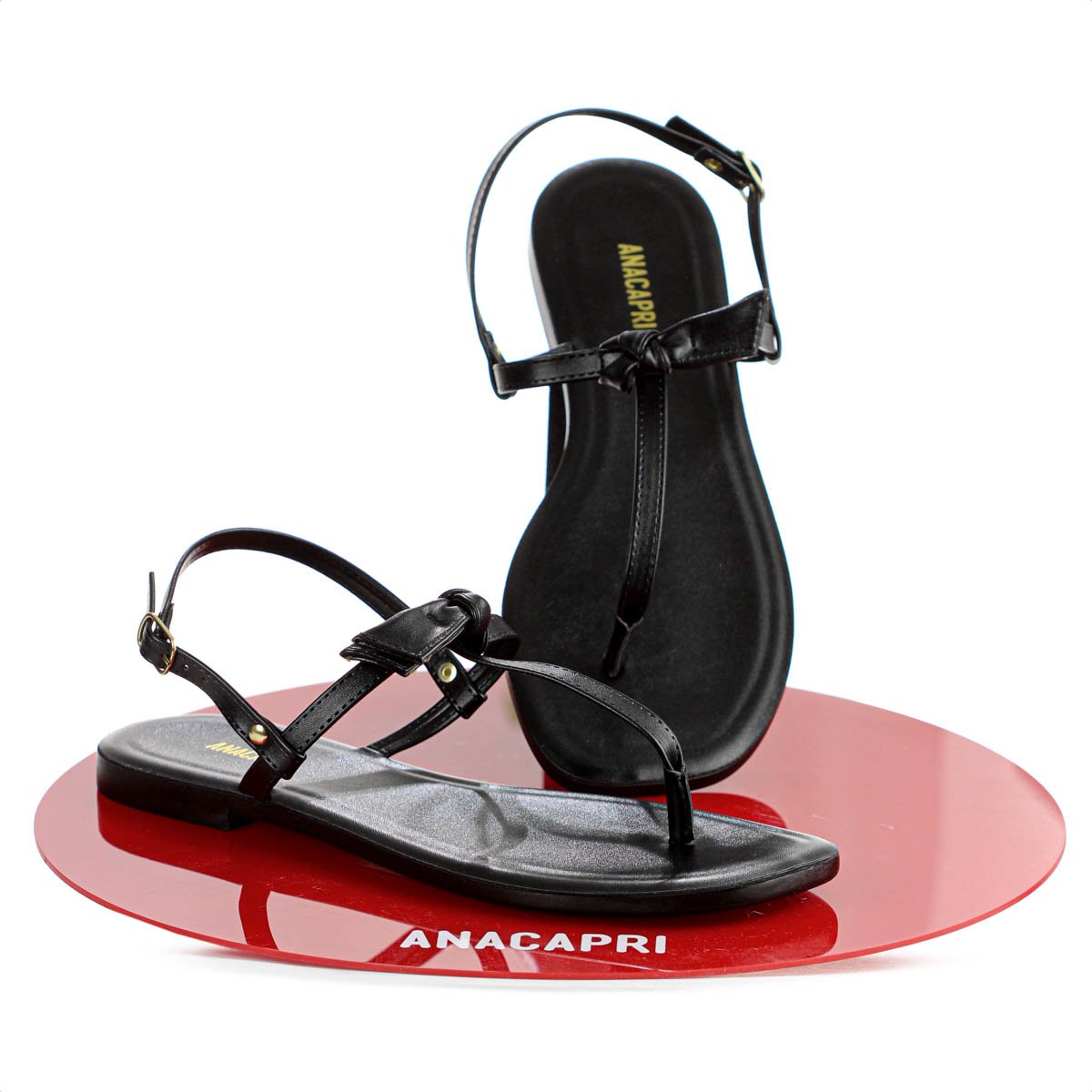 Sandalia Rasteira Anacapri Slim No Preto - Feminino  Preto 10