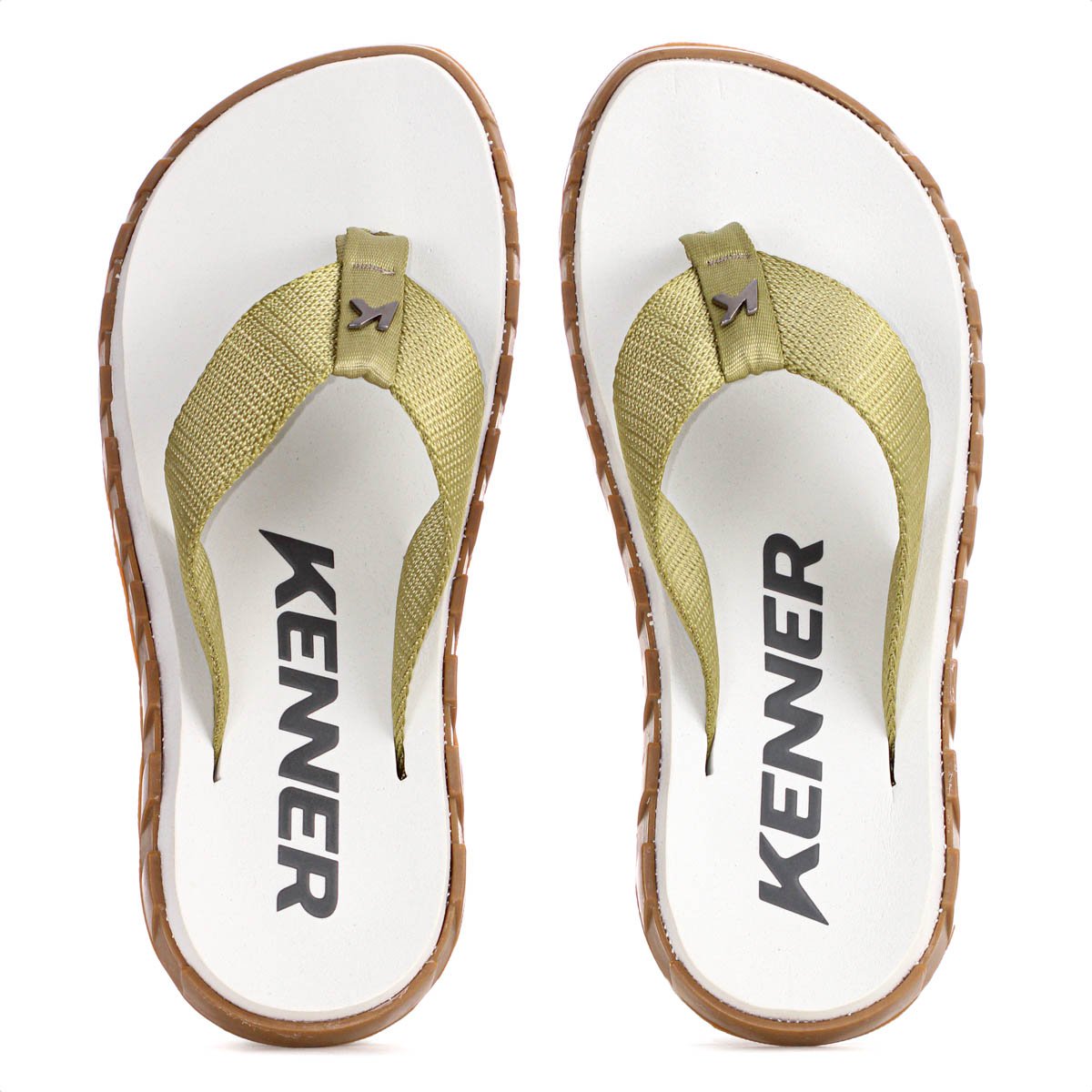 Chinelo Kenner Megah Off White Verde e Marrom - Masculino