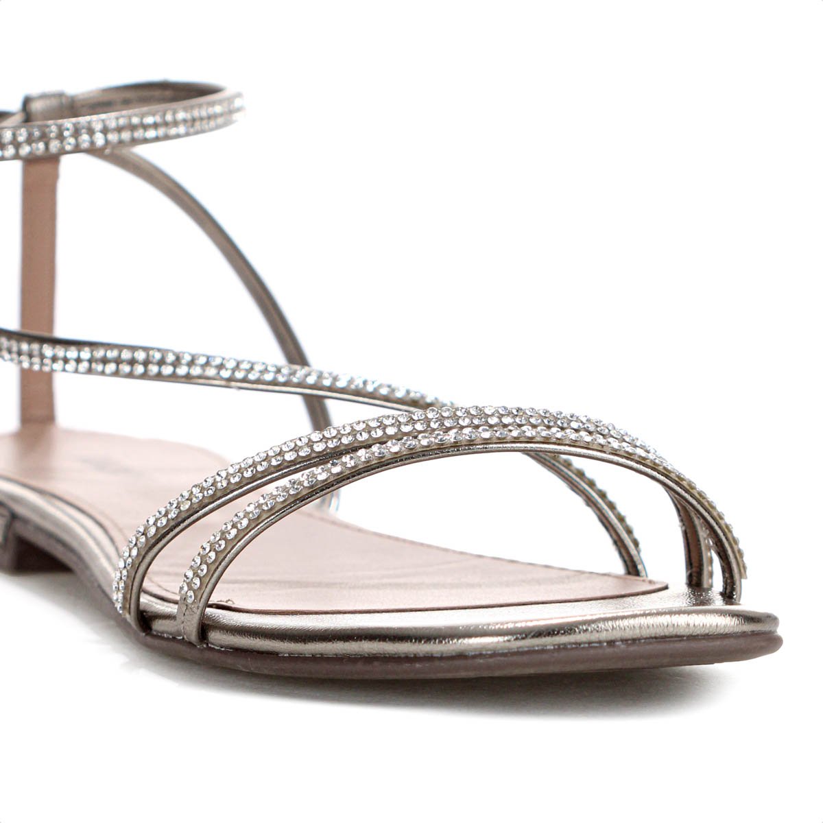 Sandalia Rasteira Anacapri Tiras Finas Glam Prata Velho - Feminino Prata 8