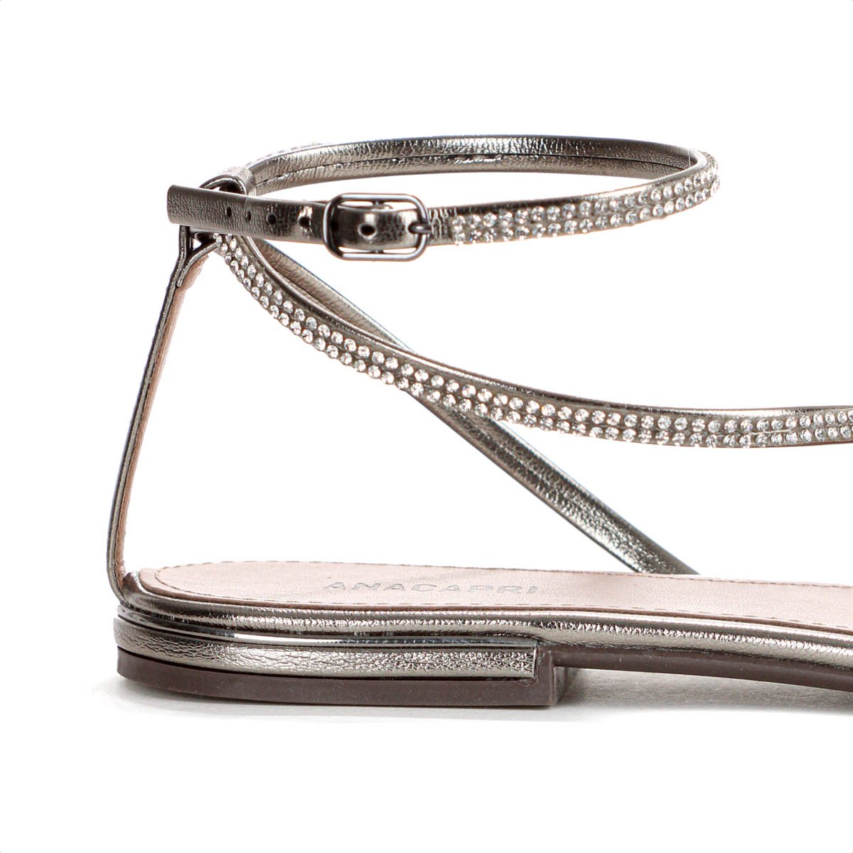 Sandalia Rasteira Anacapri Tiras Finas Glam Prata Velho - Feminino Prata 9