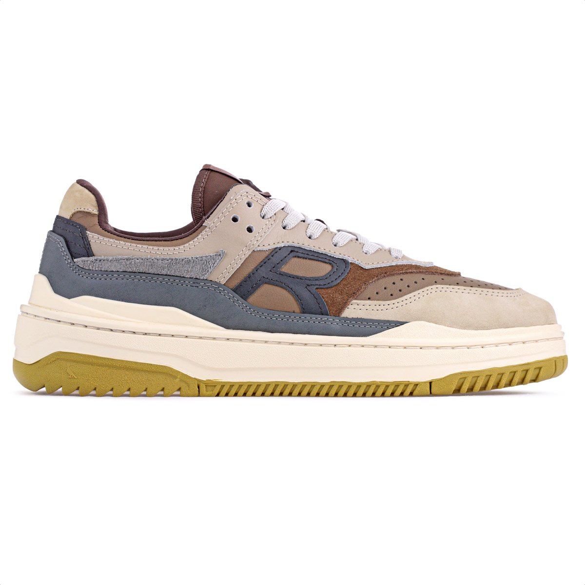 Tenis Reserva R-Broox Bege Marrom e Grafite - Masculino