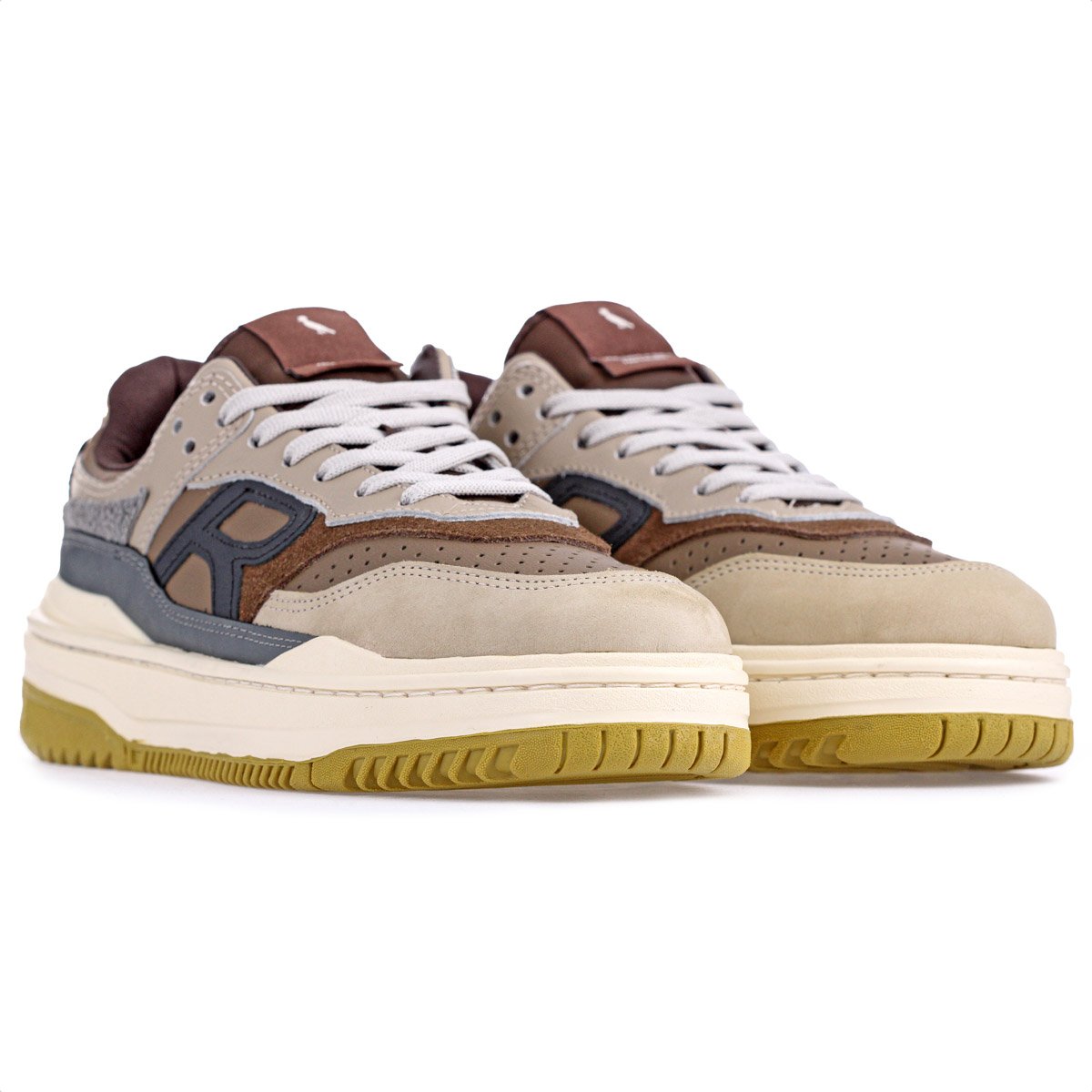 Tenis Reserva R-Broox Bege Marrom e Grafite - Masculino Multicores 4