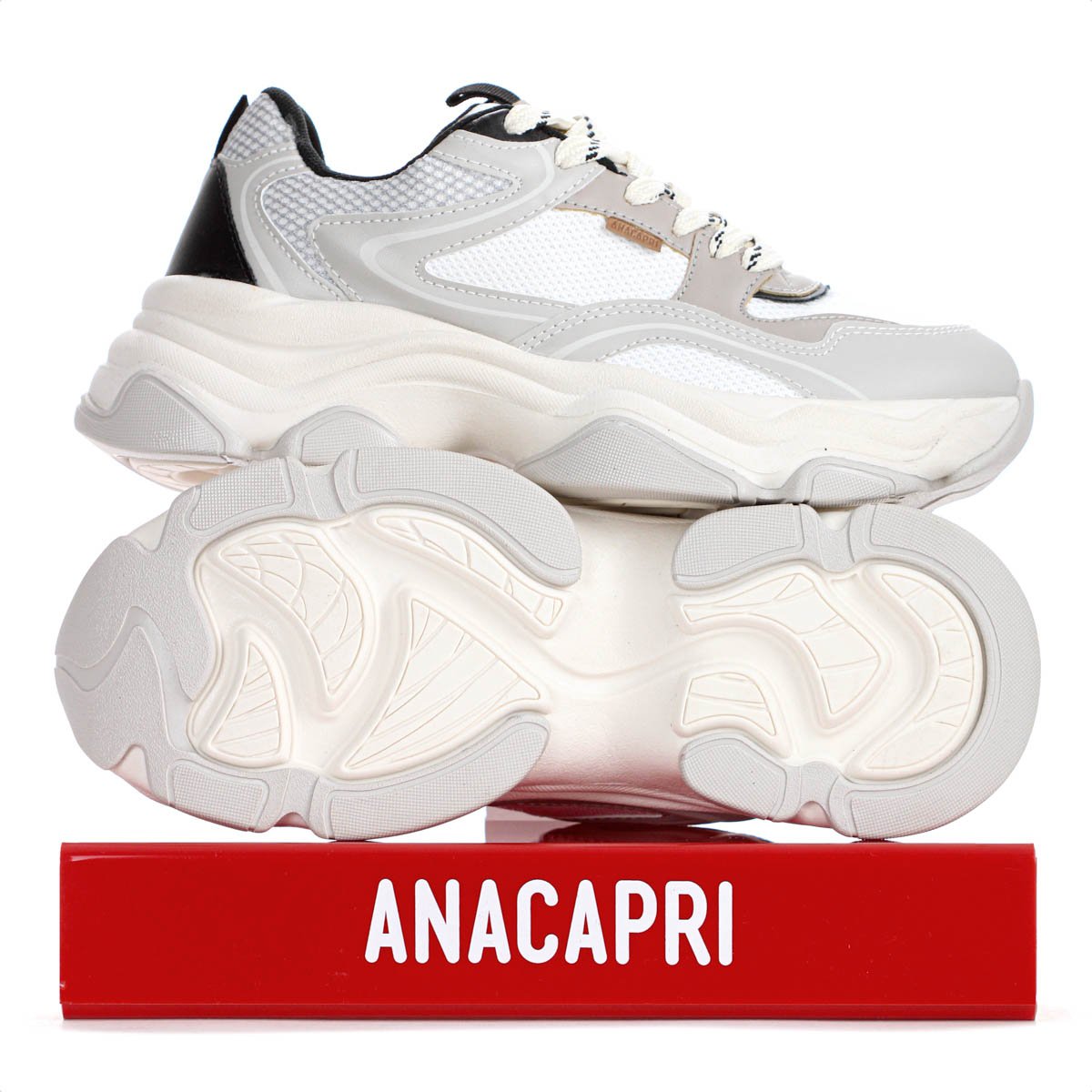 Tenis Anacapri Alexa Robusto Cinza Branco e Preto - Feminino Cinza 9