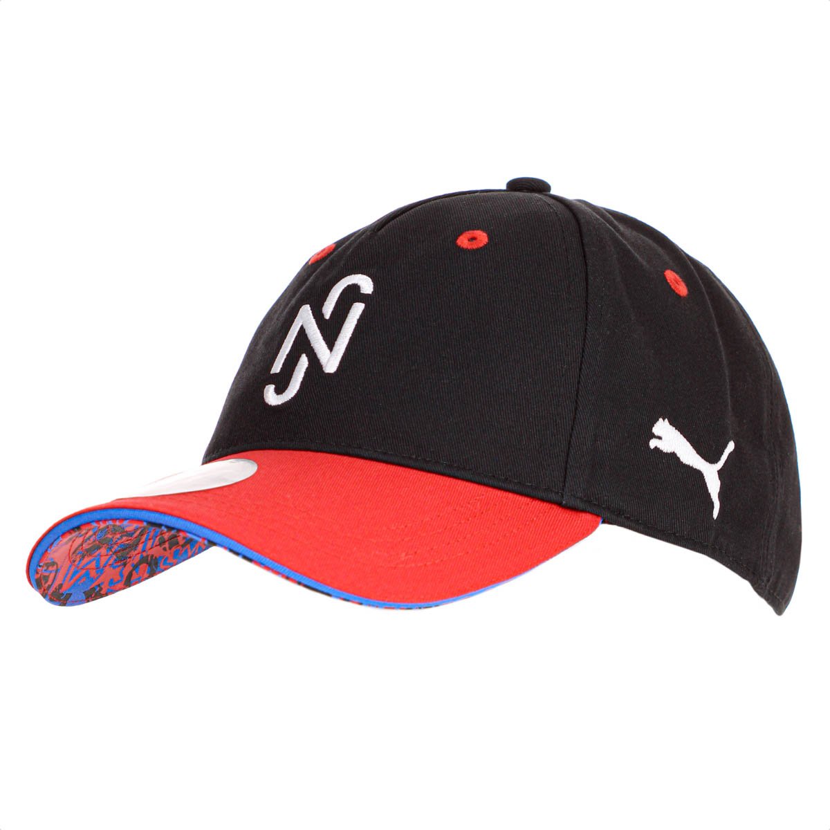 Bone Puma Neymar Jr BB Aba Curva Preto Vermelho e Azul - Unico