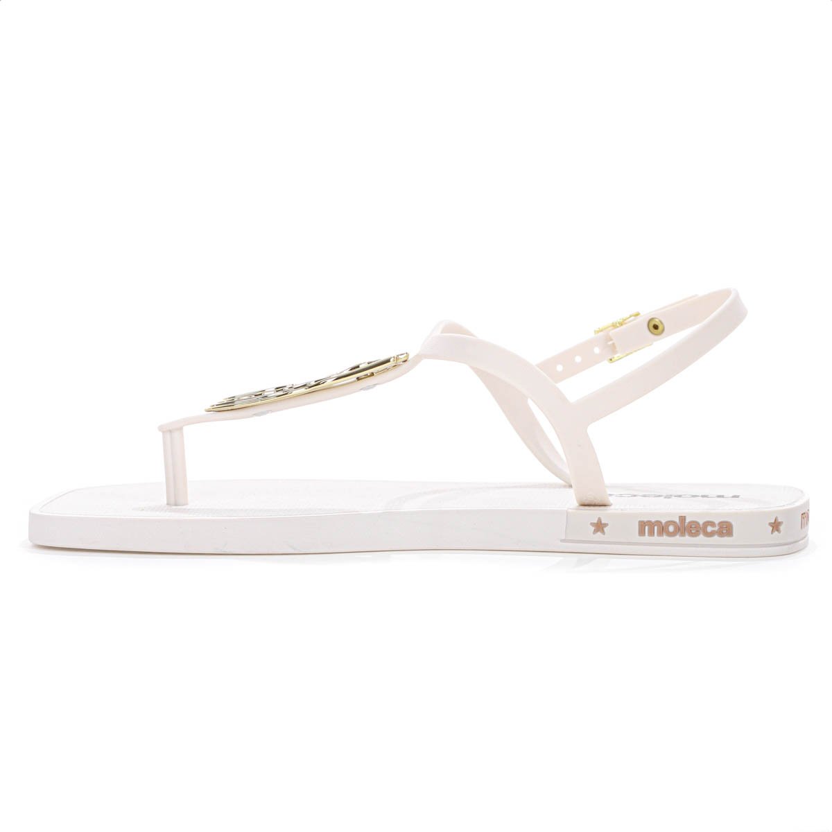 Sandalia Moleca Tira Pronta C/ Detalhe Off White e Dourado - Feminino  Branco 3