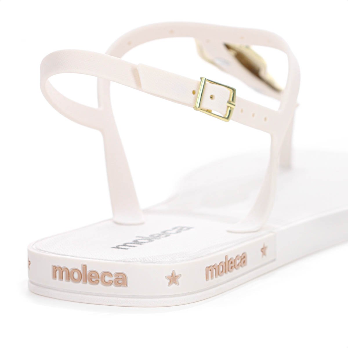 Sandalia Moleca Tira Pronta C/ Detalhe Off White e Dourado - Feminino  Branco 9