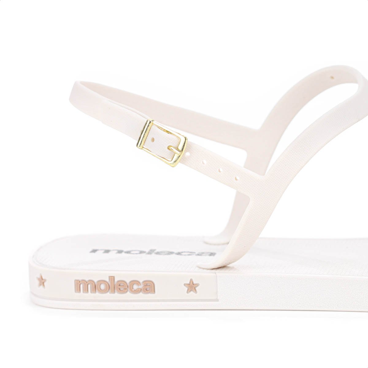Sandalia Moleca Tira Pronta C/ Detalhe Off White e Dourado - Feminino  Branco 10