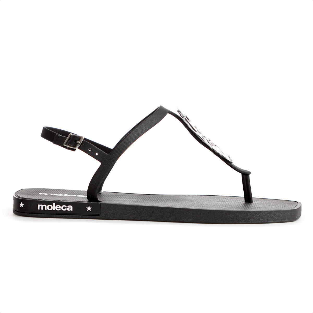 Sandalia Moleca Tira Pronta C/ Detalhe Preto e Prata - Feminino Preto 2