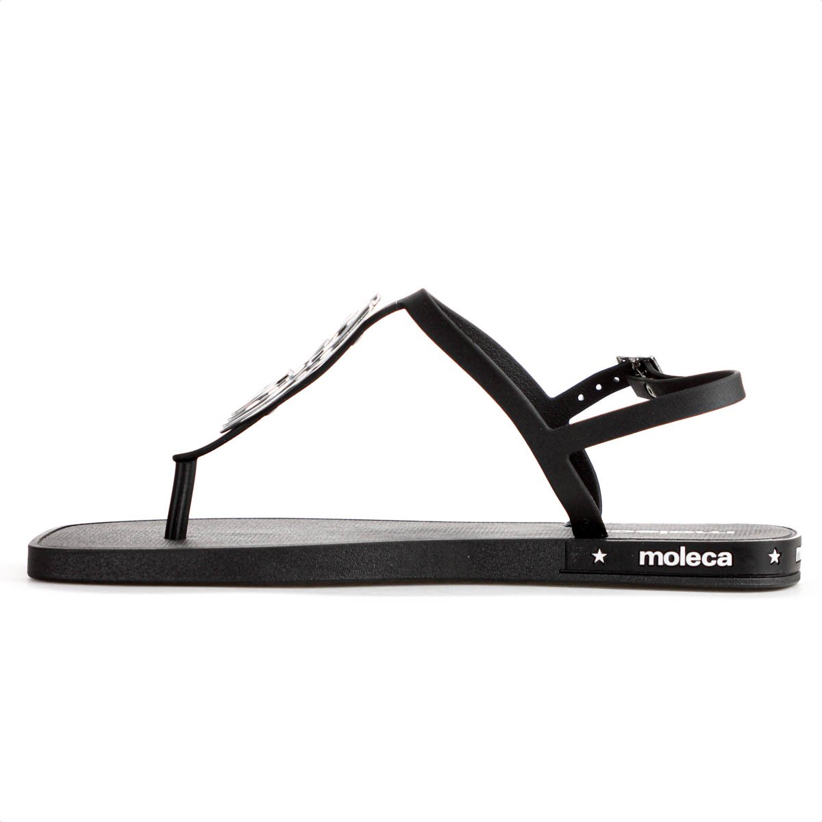 Sandalia Moleca Tira Pronta C/ Detalhe Preto e Prata - Feminino Preto 3