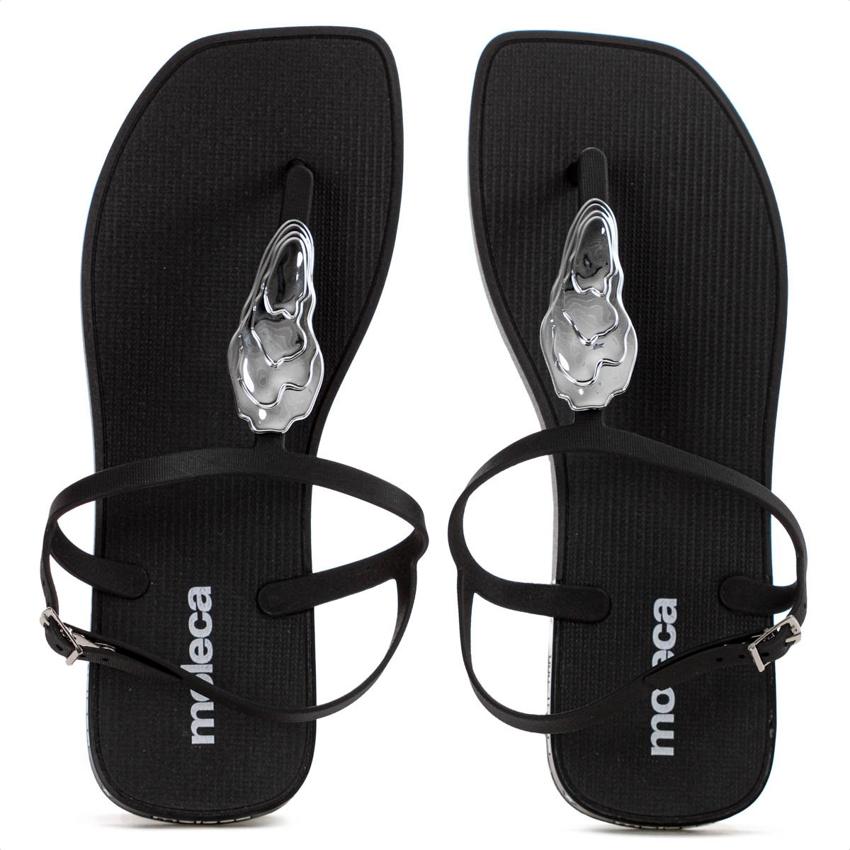 Sandalia Moleca Tira Pronta C/ Detalhe Preto e Prata - Feminino Preto 5