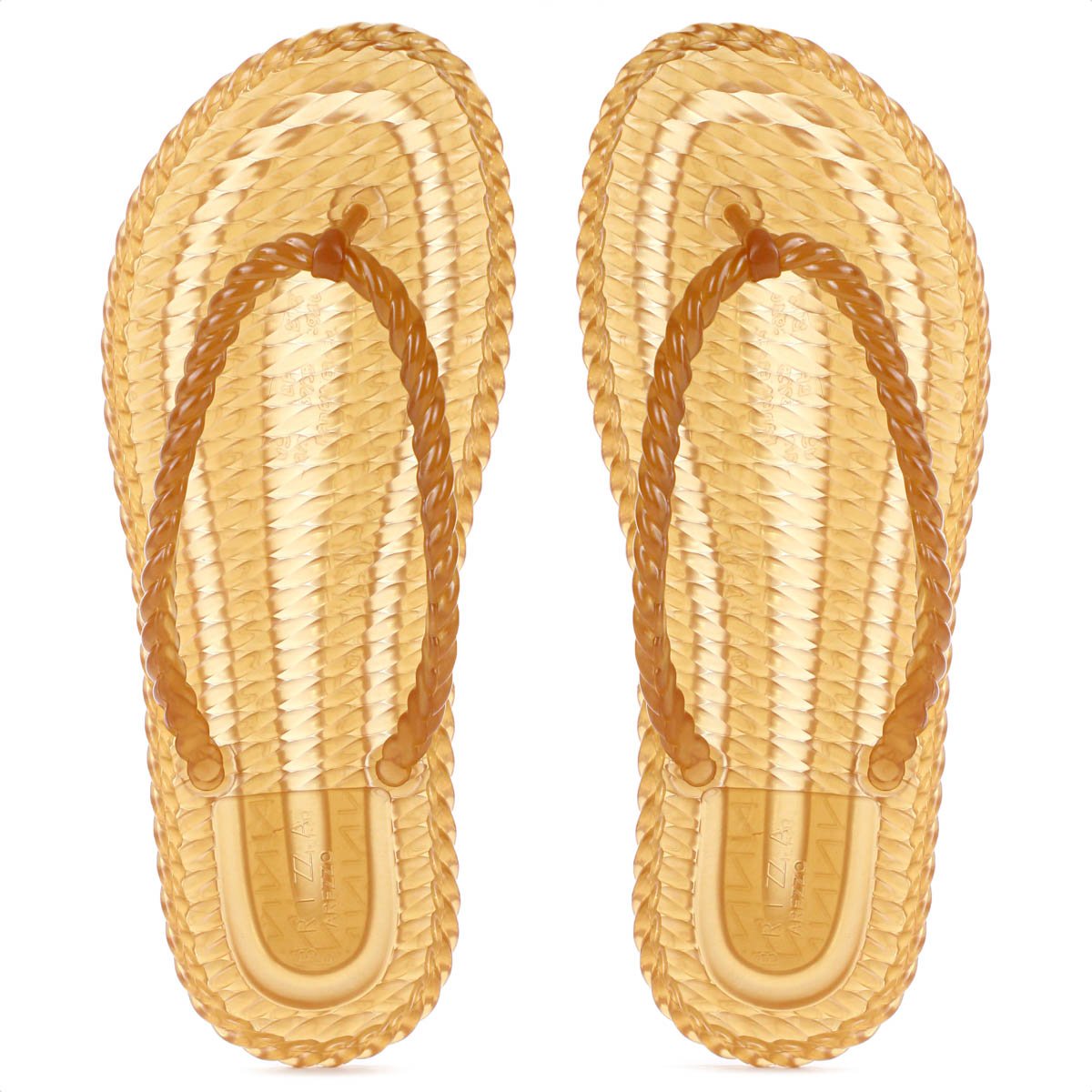 Chinelo Brizza Arezzo Tira Marrocos Translucido Marrom Caramelo - Feminino