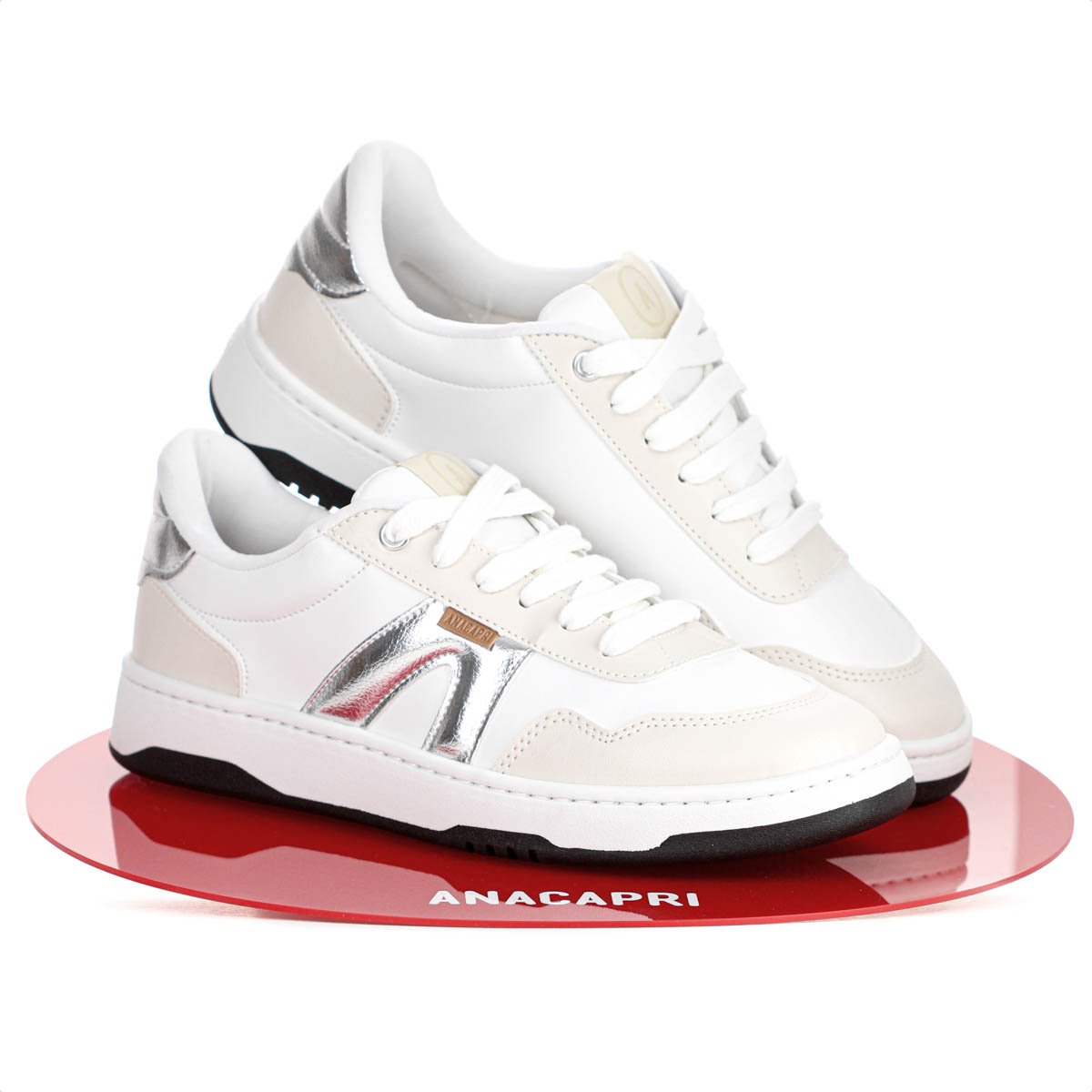Tenis Anacapri AC1119 Virginia Fonseca Branco Prata e Creme - Feminino Branco/Bege/Prata 8