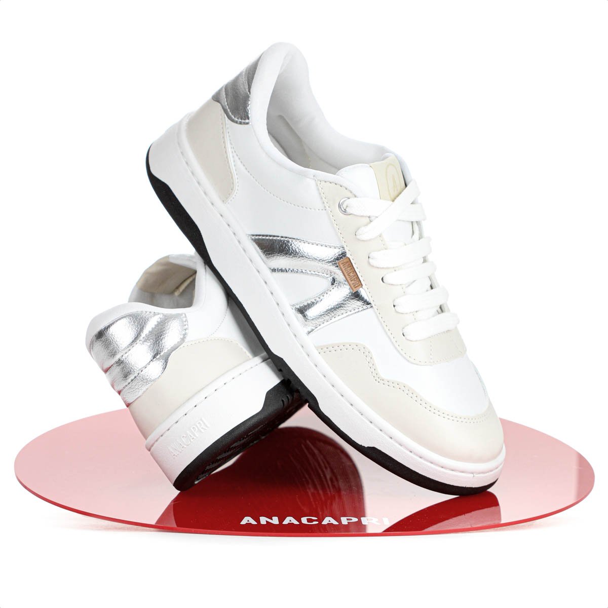 Tenis Anacapri AC1119 Virginia Fonseca Branco Prata e Creme - Feminino Branco/Bege/Prata 9