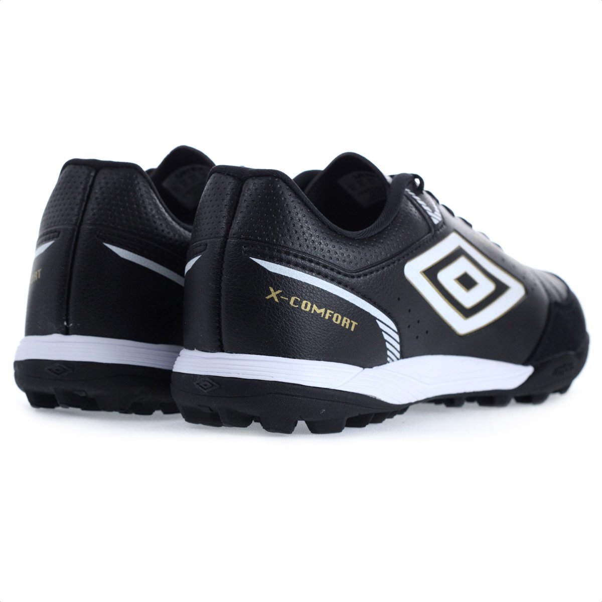 Chuteira Umbro Society X-Comfort Preto Branco e Dourado - Masculino Preto 5