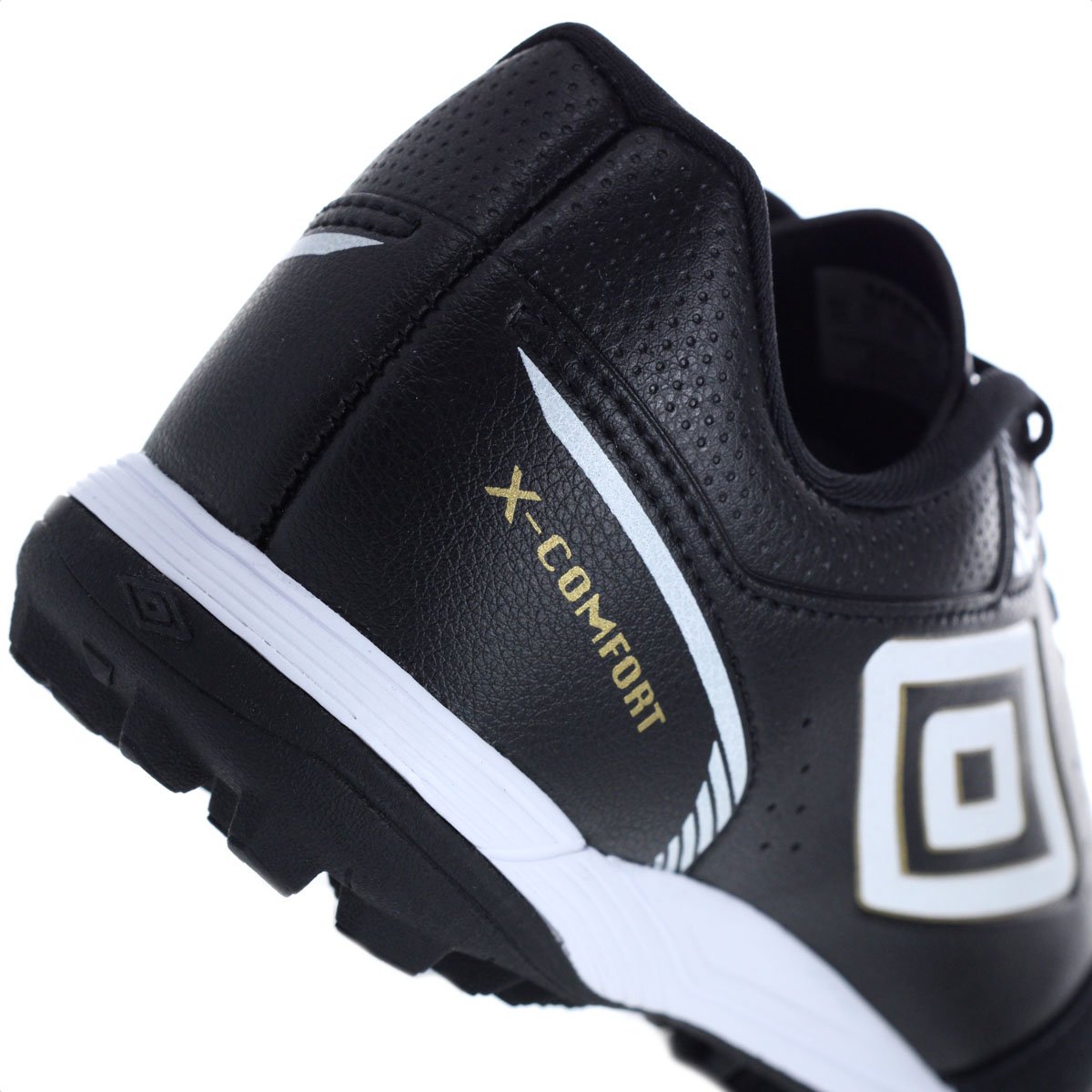 Chuteira Umbro Society X-Comfort Preto Branco e Dourado - Masculino Preto 9