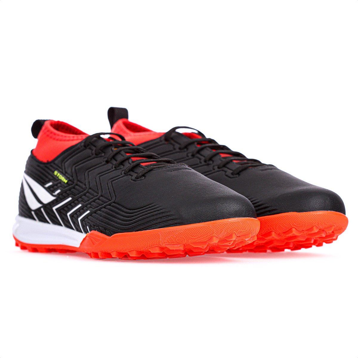 Chuteira Penalty Society Storm Y-3 Preto Branco e Vermelho- Masculina Preto/Laranja 3