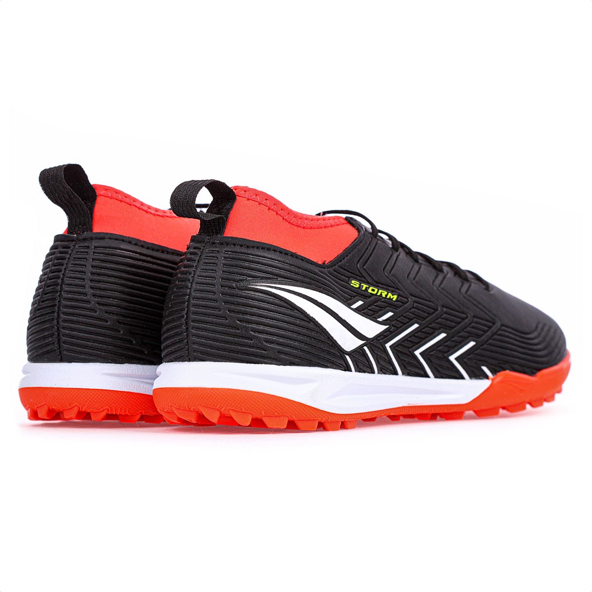 Chuteira Penalty Society Storm Y-3 Preto Branco e Vermelho- Masculina Preto/Laranja 4