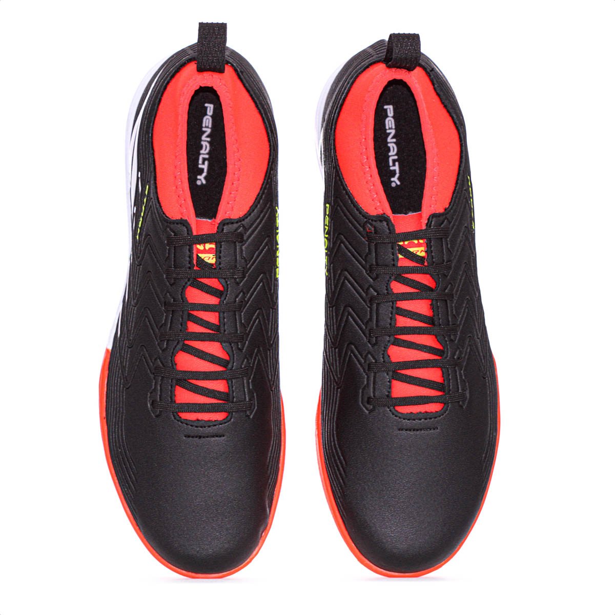 Chuteira Penalty Society Storm Y-3 Preto Branco e Vermelho- Masculina Preto/Laranja 5