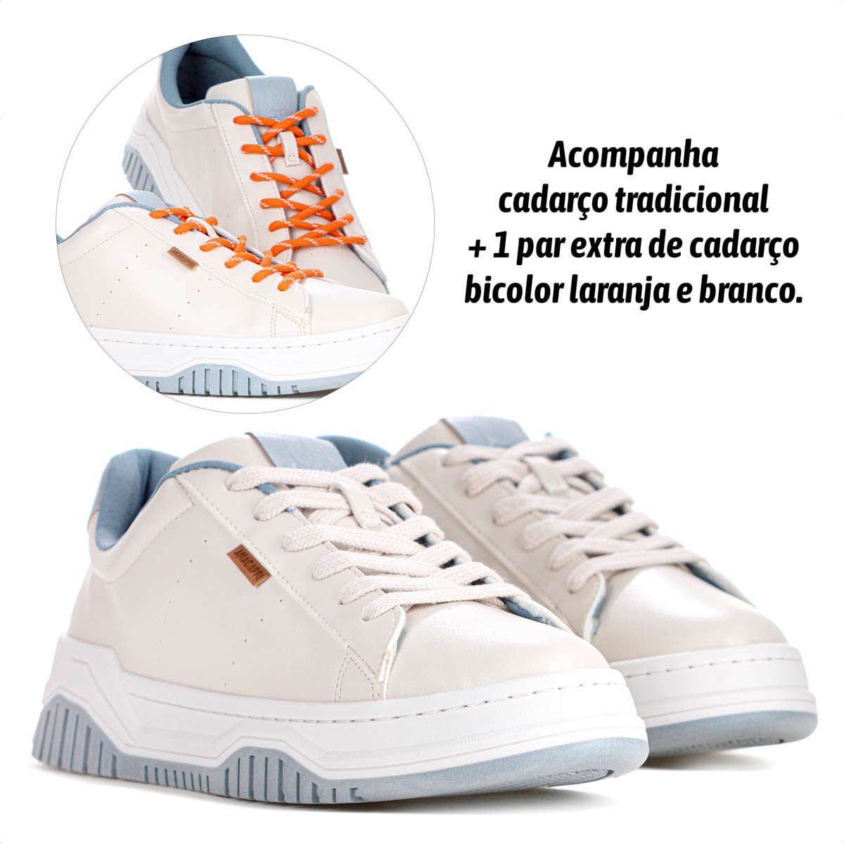 Tenis Anacapri  Alana Creme e Azul - Feminino Bege 10