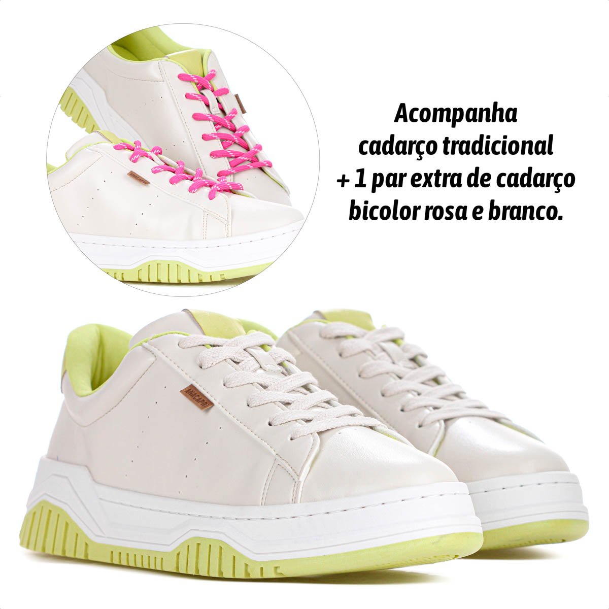 Tenis Anacapri Alana Creme e Verde - Feminino Bege 10