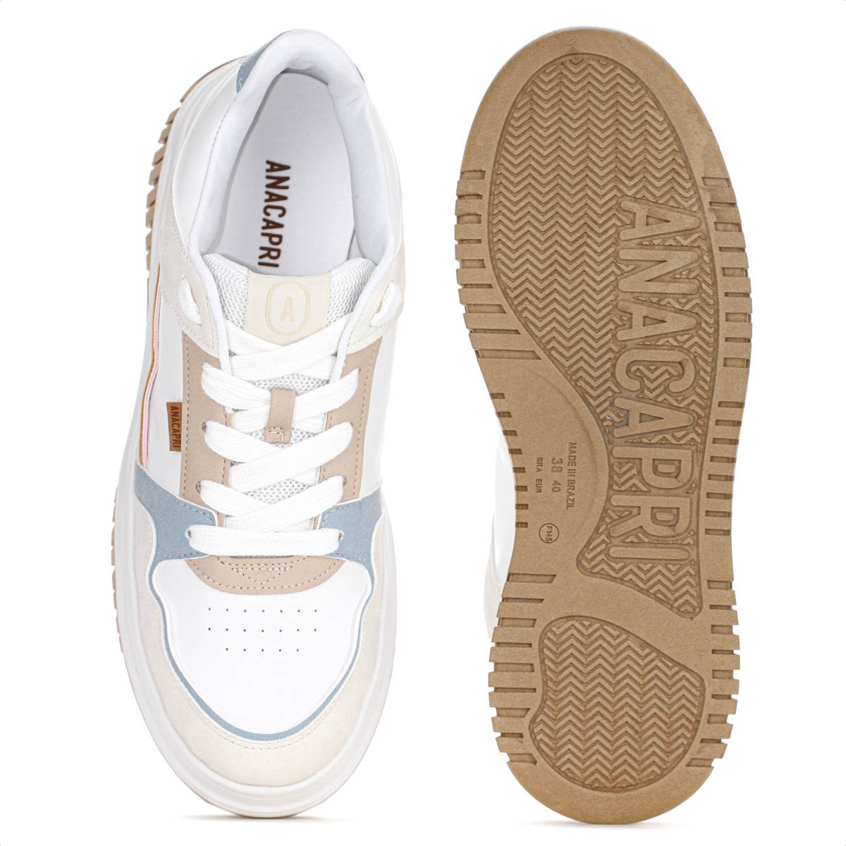 Tenis Anacapri Sofi Virginia Fonseca Branco Marrom e Azul - Feminino  Branco 4