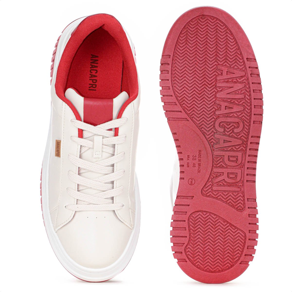 Tenis Anacapri Alana Creme e Vermelho - Feminino Bege 5