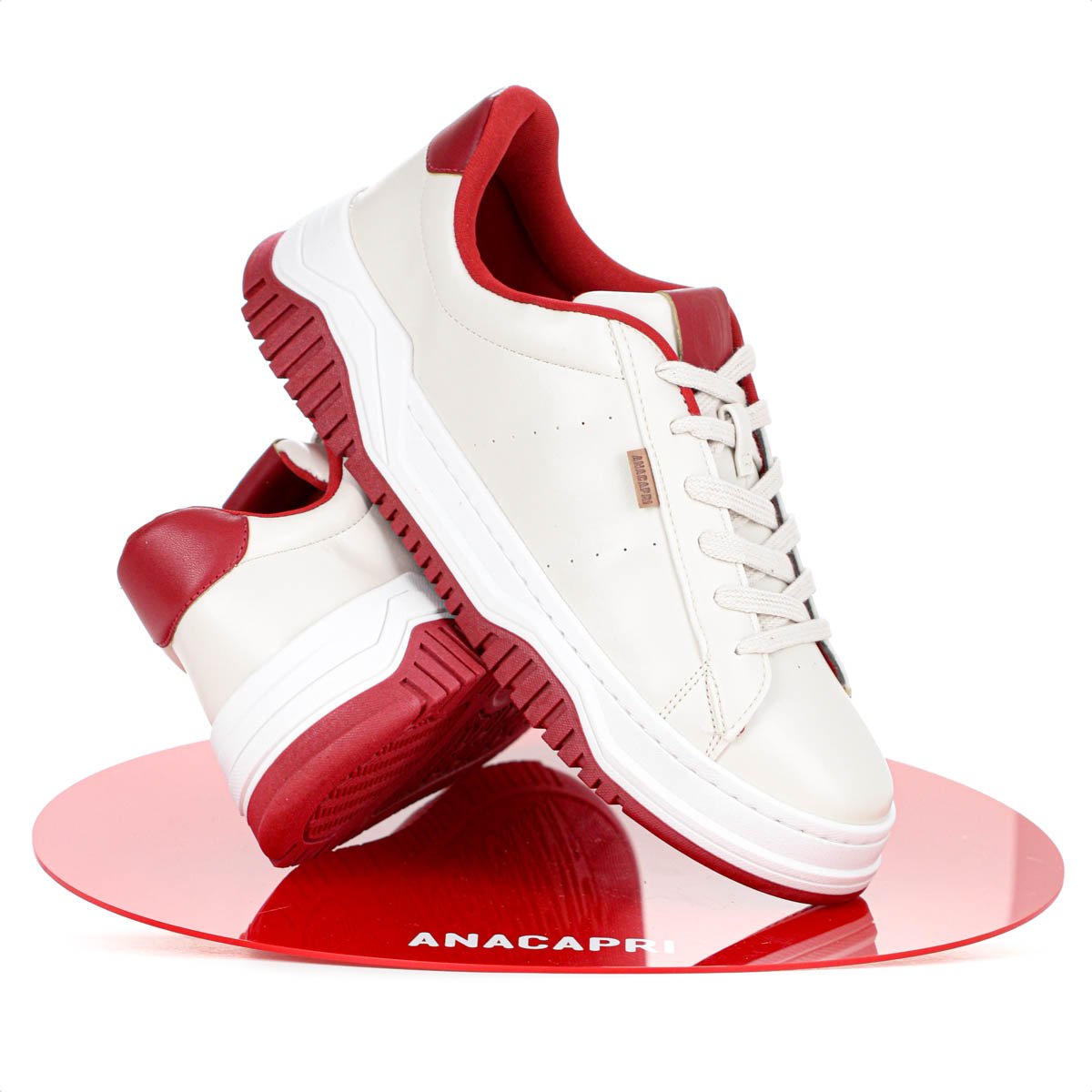 Tenis Anacapri Alana Creme e Vermelho - Feminino Bege 9