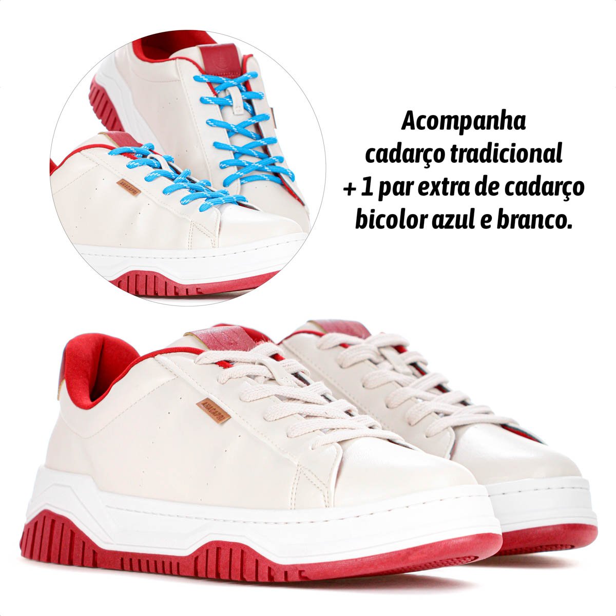 Tenis Anacapri Alana Creme e Vermelho - Feminino Bege 10