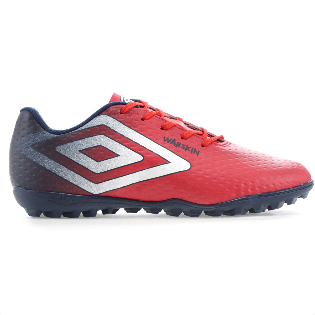 Chuteira Umbro Society Warskin Vermelha e Marinho - Masculina