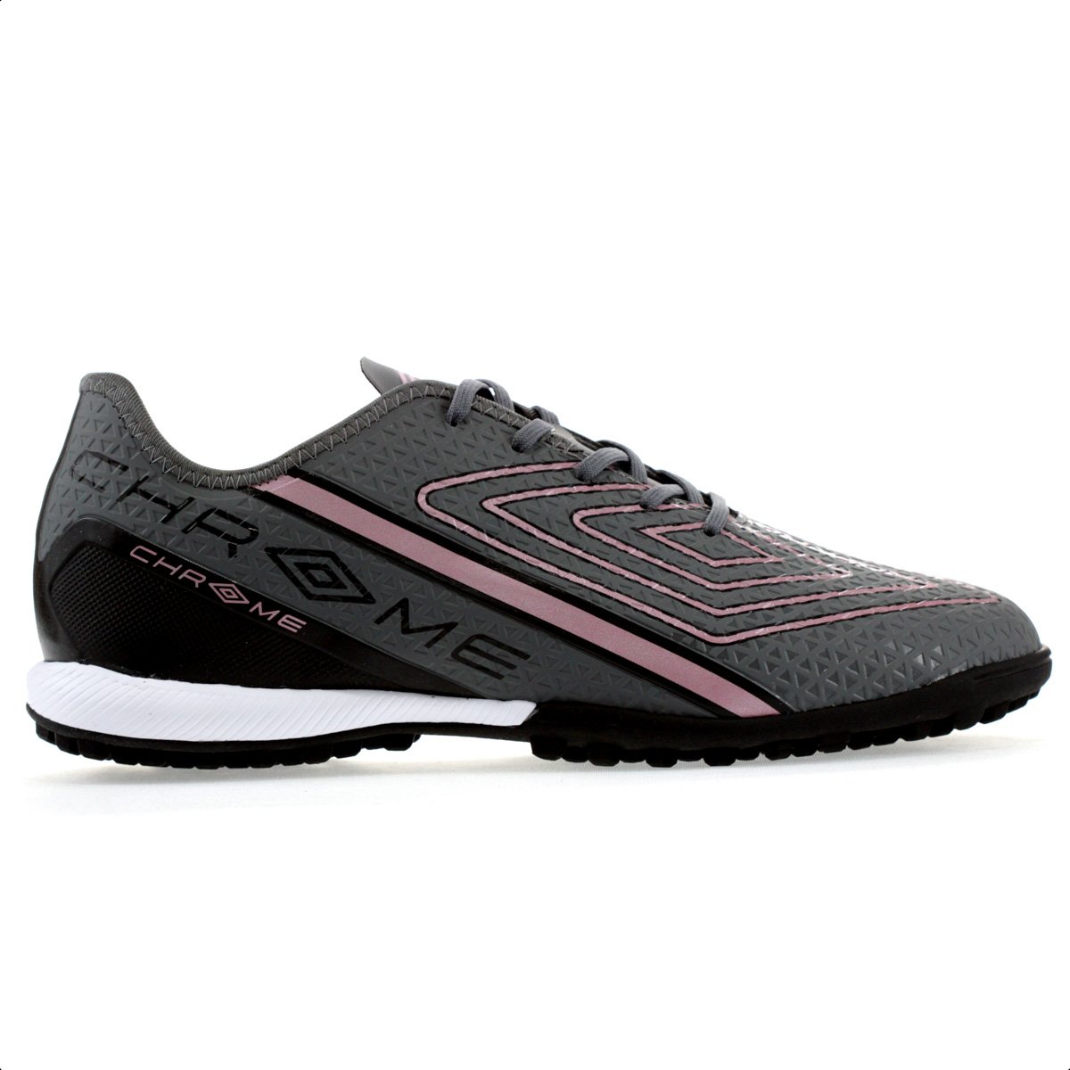 Chuteira Umbro Society Chrome Cinza e Rosa - Masculino