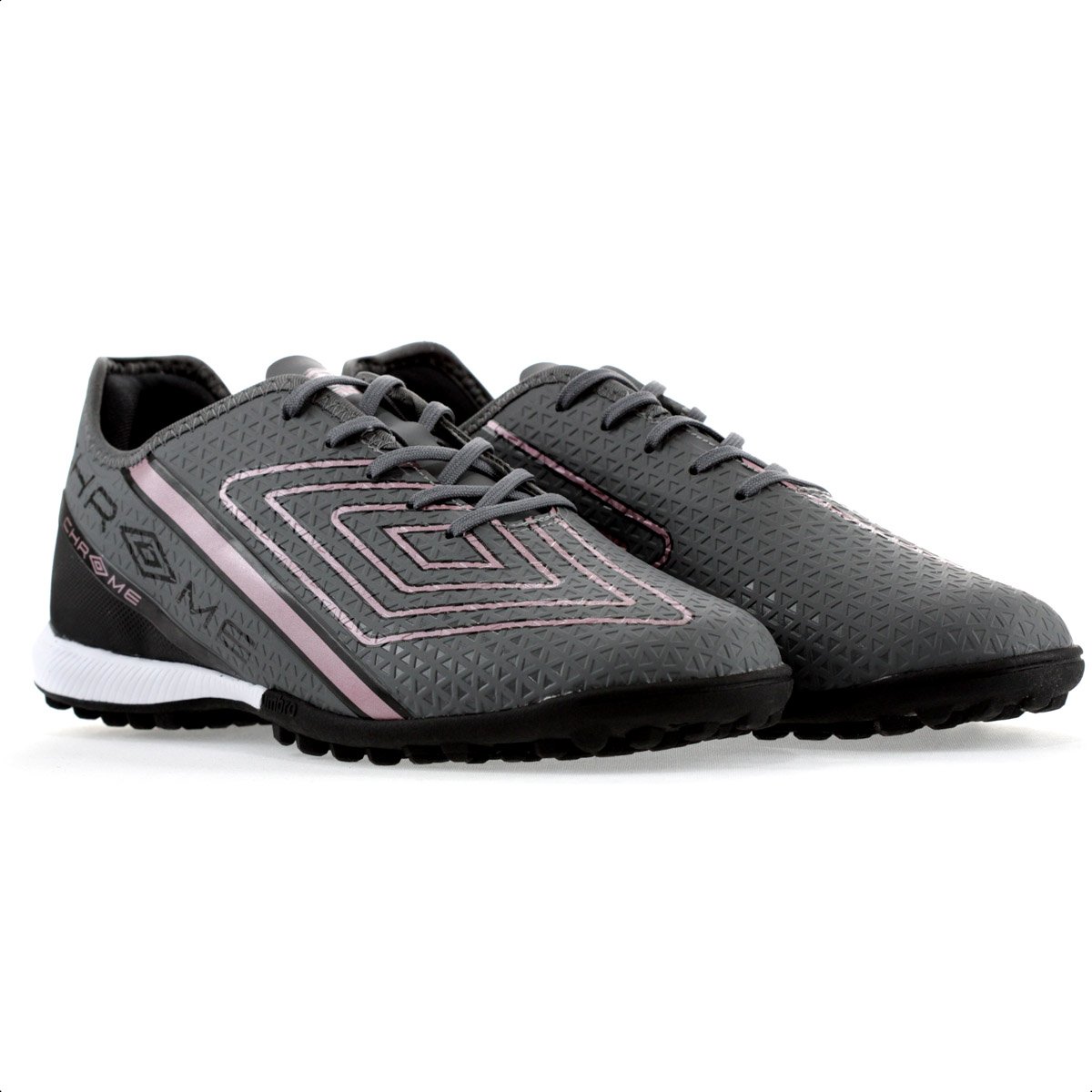 Chuteira Umbro Society Chrome Cinza e Rosa - Masculino Cinza 3