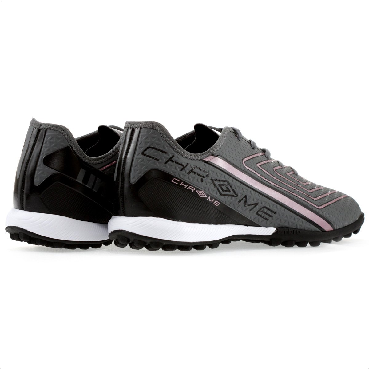 Chuteira Umbro Society Chrome Cinza e Rosa - Masculino Cinza 4
